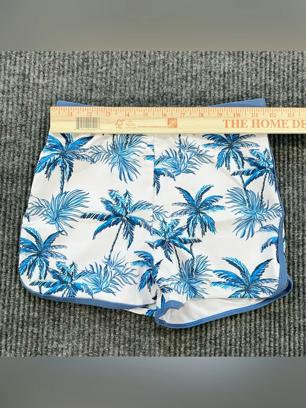 Kids Blue Palm Tree Tropical Rash Guard and Swim Shorts Set Size 12T